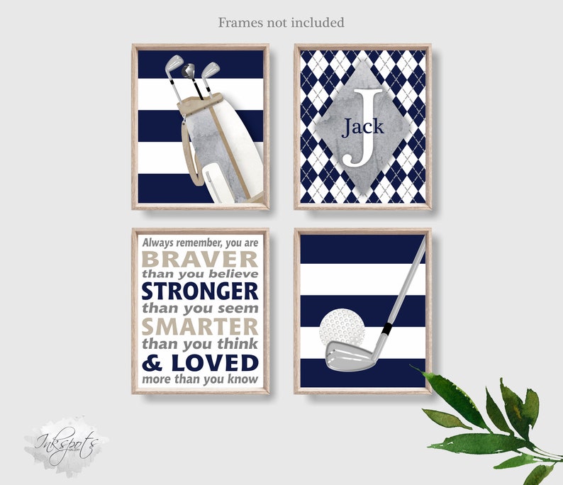 Baby Boy Golf Nursery Art Set of 4 Golf Wall Art Little Boys Etsy