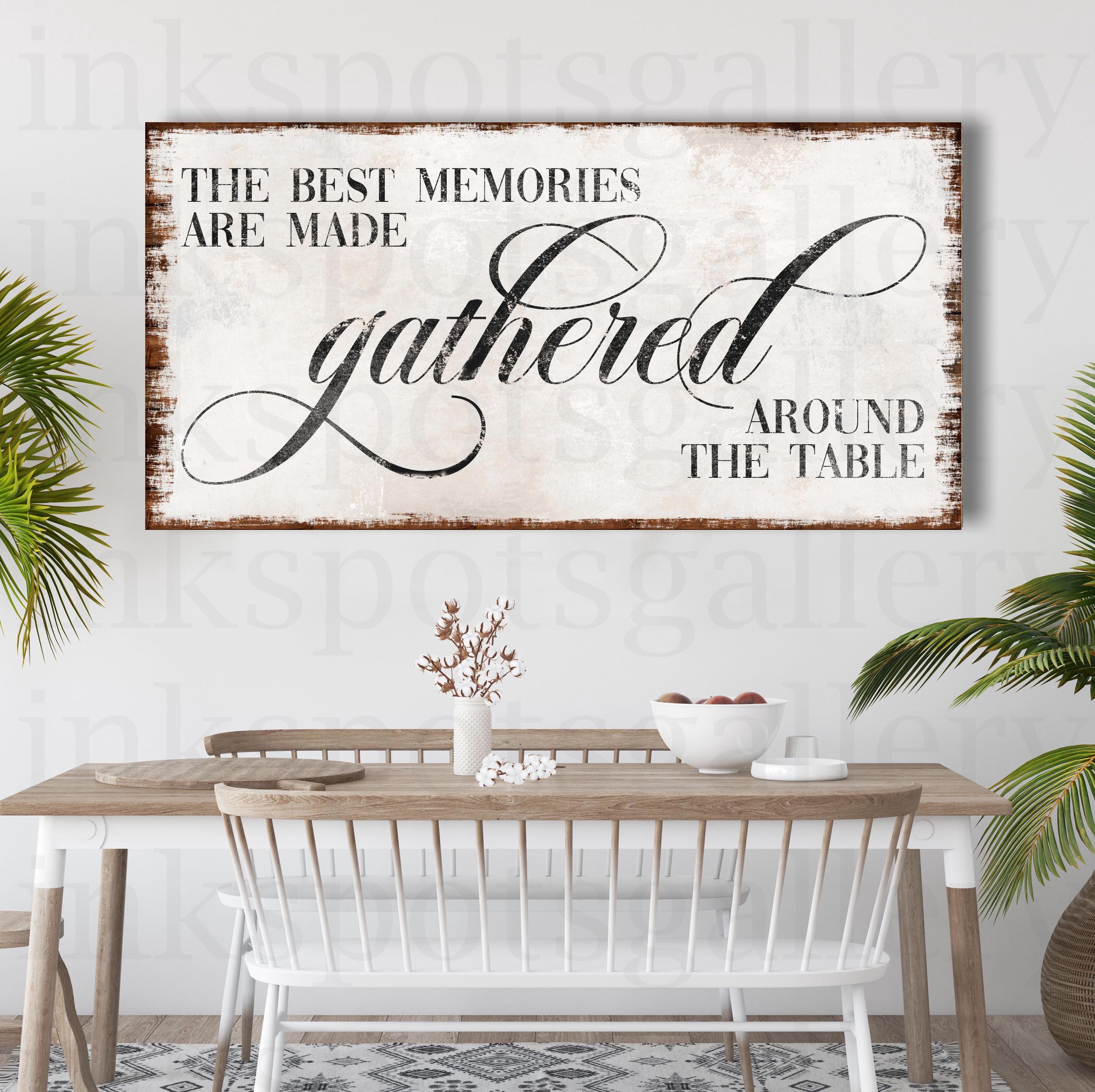 Large Modern Farmhouse Gather Sign - Rustic Canvas Wall Art for Kitchen ...