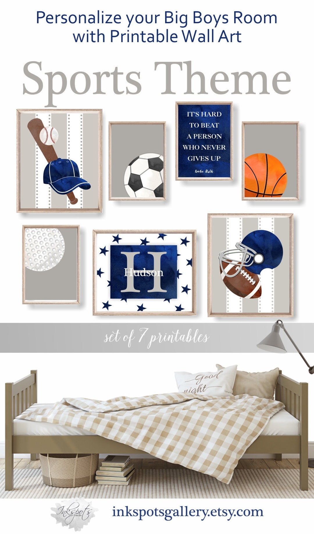 PRINTABLE Sports Theme Wall Decor Baby Boy Nursery Boys Room Etsy