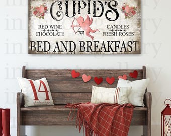 Valentines Day Sign: Cupid Bed and Breakfast Canvas Wrap VA12