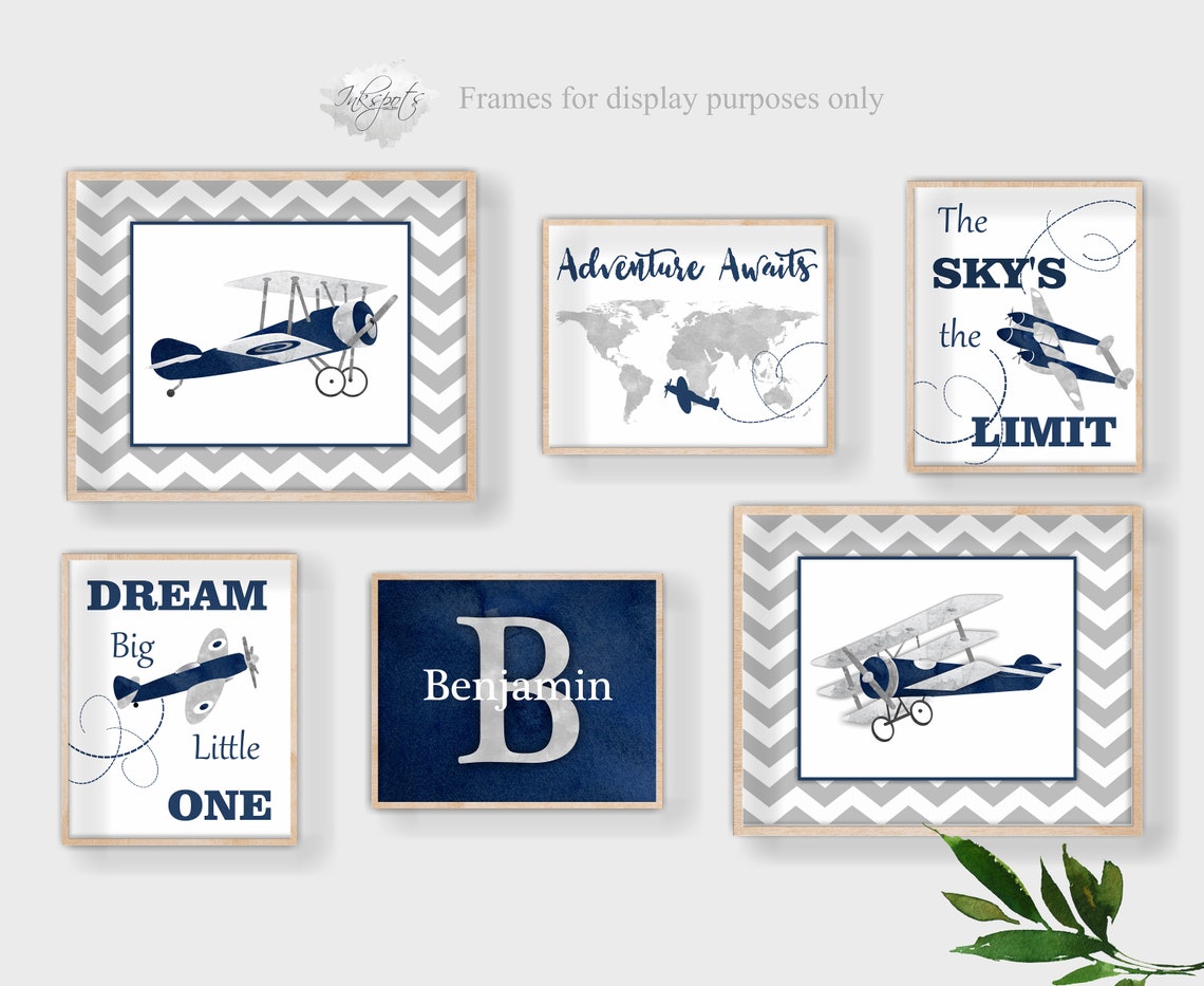 Printable Airplane Nursery Wall Art Airplane Room Decor Etsy