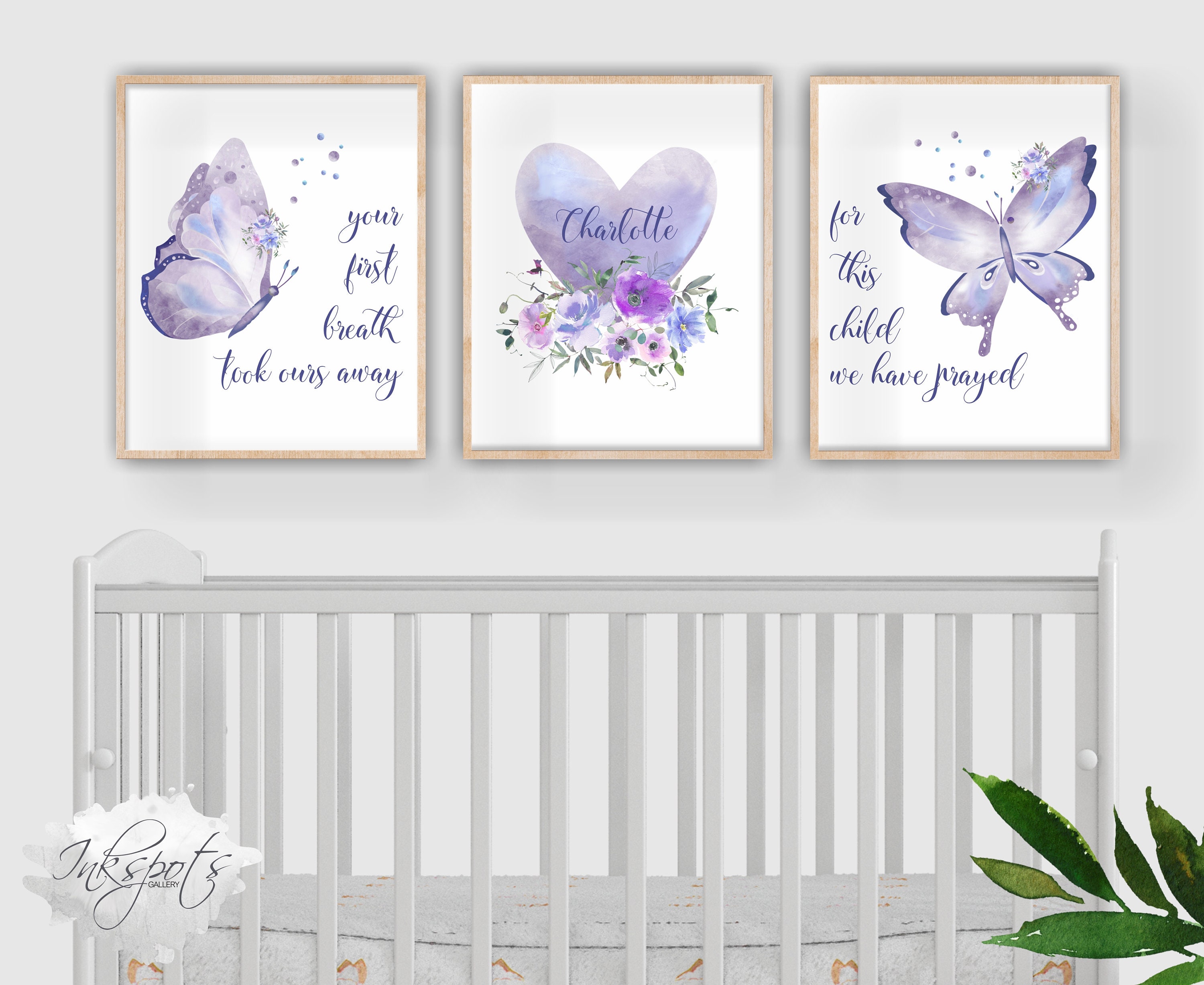 Purple Butterfly Decor Butterfly Nursery PRINTABLE Wall Art Etsy