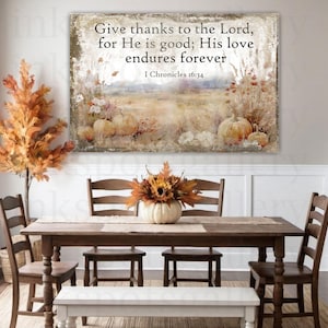 Fall Farmhouse Scripture Canvas – Custom Bible Verse Wall Art - Rustic Pumpkin Sign - FL23