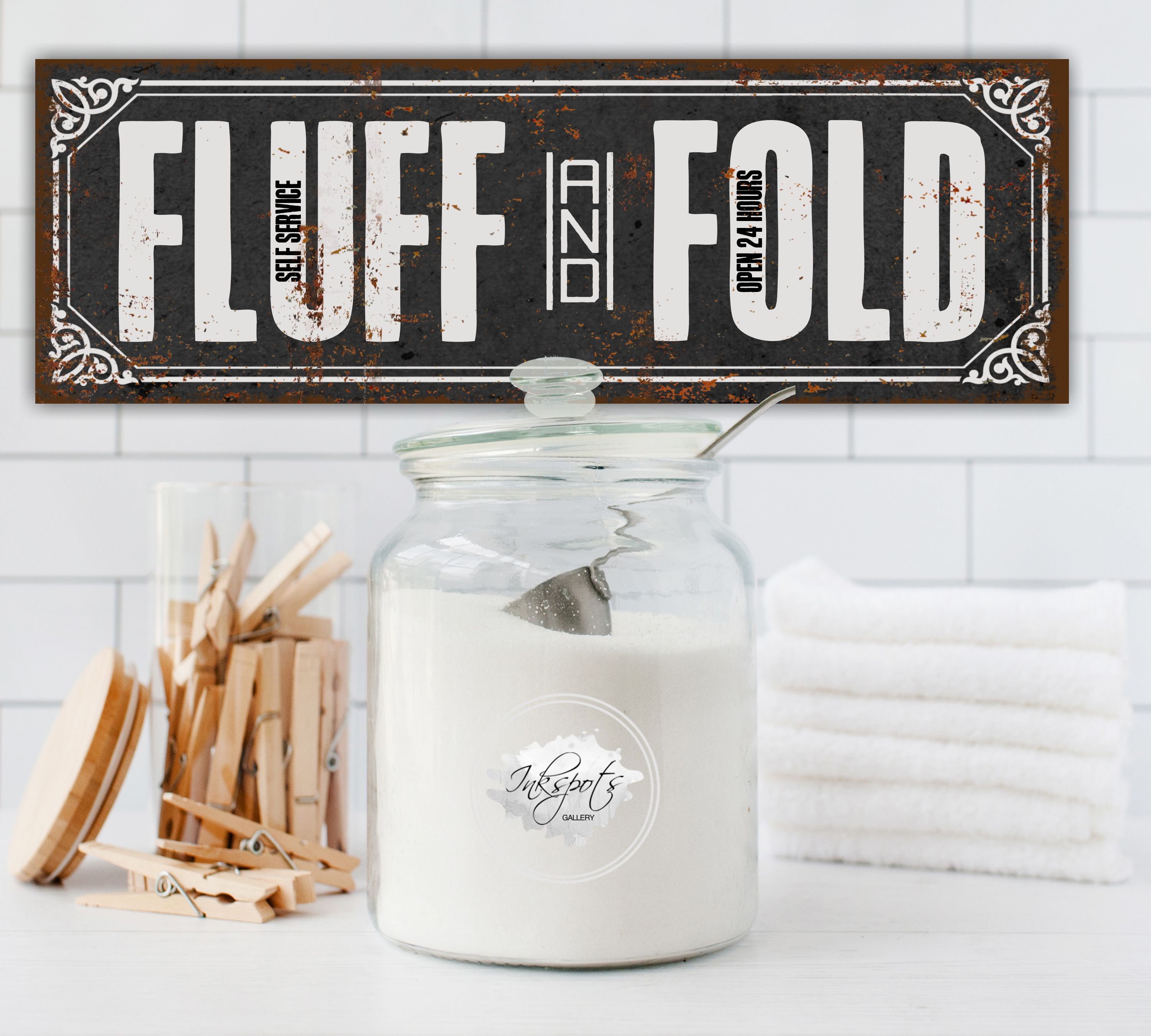 Fluff Sign Laundry Room Sign, Modern Farmhouse Laundry Sign, Rustic Fluff and Fold ...