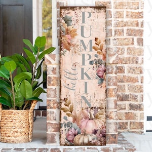 Hello Pumpkin Fall Porch Sign Vintage Style Welcome Sign, Autumn Decoration, Rustic Modern Farmhouse Entryway Living Room Canvas Art - FL18