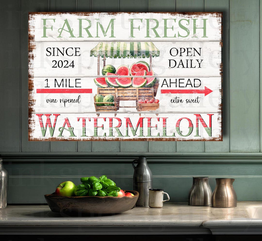 Watermelon Signs Farm Fresh Watermelon Summer Porch Sign: Large Custom Kitchen Fruit ...