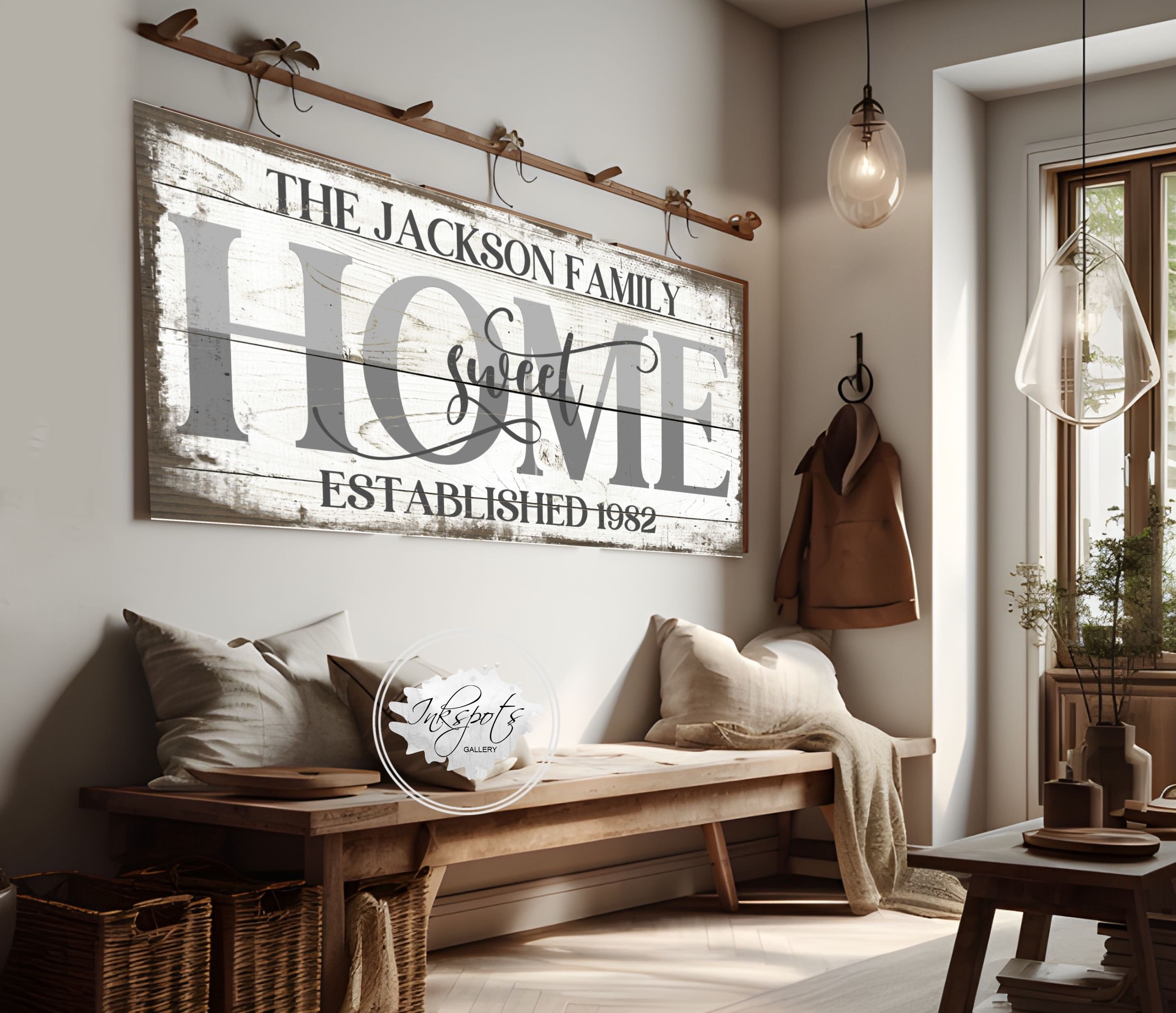 Large Home Sweet Home Sign Family Name Sign Last Name Established ...