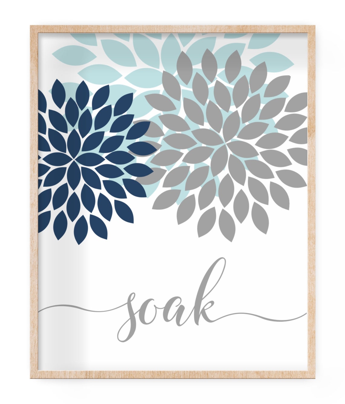 Bathroom Wall Art Pictures Blue Gray Floral Bathroom Modern Etsy