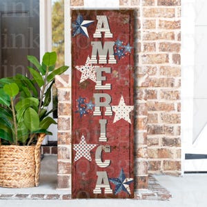 Independence Day 4th of July Sign Patriotic Decoration Front Porch Welcome Sign, Fourth of July Decor, Vintage Americana Wall Art Print SU06