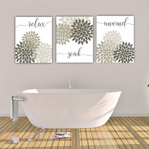 Bathroom Wall Art Pictures Relax Soak Unwind NEUTRAL COLORS Etsy
