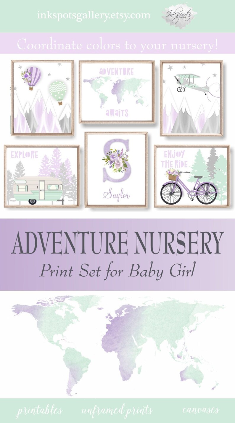Adventure Nursery Decor Adventure Theme Wall Art Baby Girl Etsy
