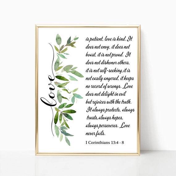 Printable Wall Art Scripture Love is Patient Love is Kind Etsy