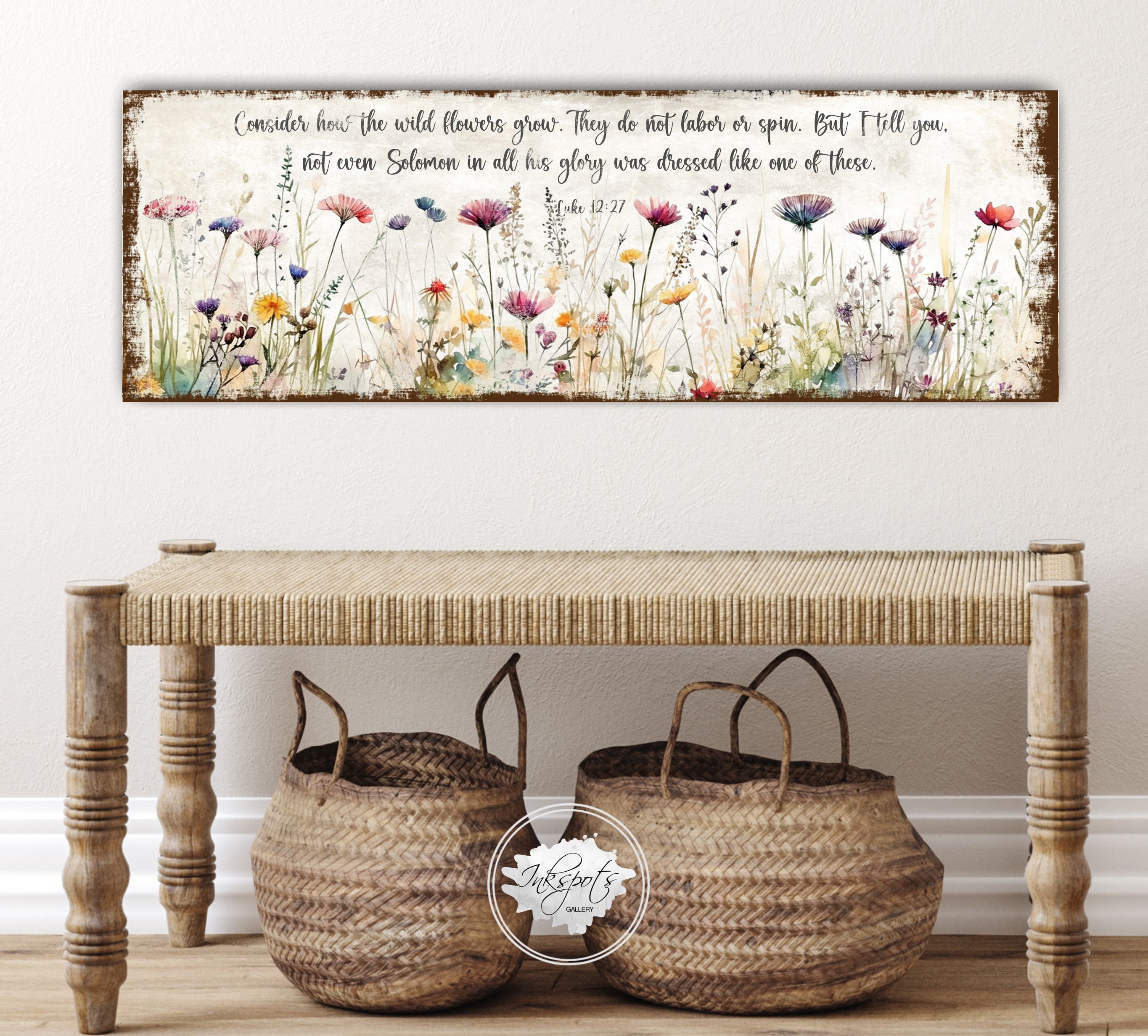 Consider the Wildflowers Scripture Sign, Rustic Spring Decor Large ...