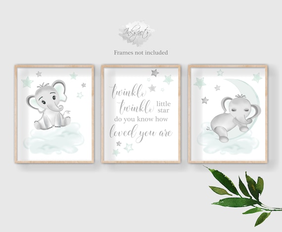 Elephant Nursery Art Printable Decor Baby Boy Baby Girl - Etsy