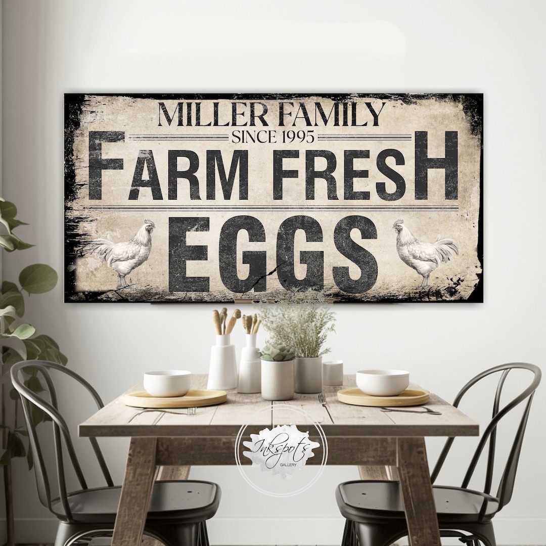 Farm Fresh Eggs Sign Modern Farmhouse Kitchen Sign Personalized Country ...