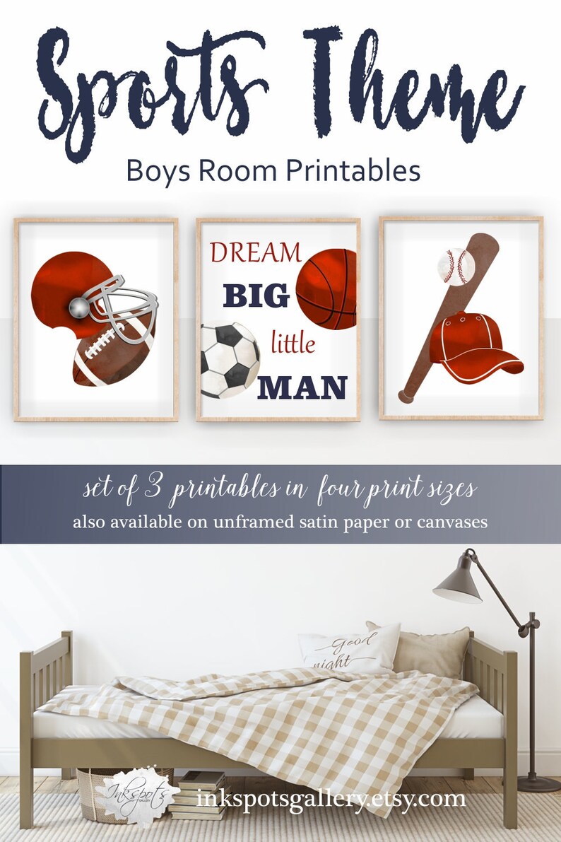 Boy Sports Theme Room Decor Printable Sports Wall Art Toddler Etsy
