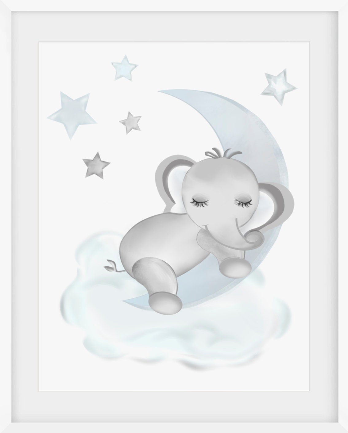 Elephant Prints For Nursery Moon and Stars Baby Shower Etsy
