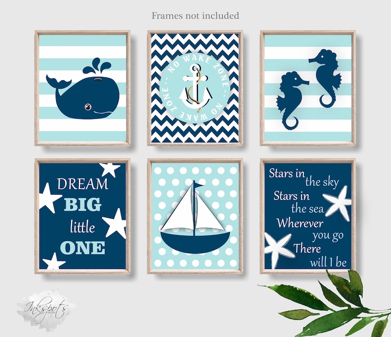Nautical Nursery Wall Decor. Set of 6 Nautical Nursery Etsy