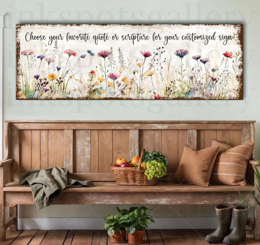 Custom Wildflower Scripture Sign: Christian Canvas Wall Art - Etsy
