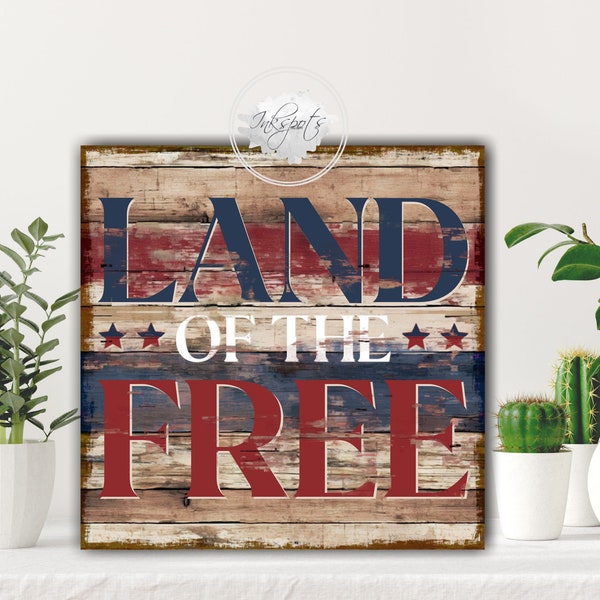 4th of July Patriotic Sign, Vintage Fourth Of July Decor, Rustic Independence Day Welcome Porch Sign, Americana Canvas Mantel Entryway SU11