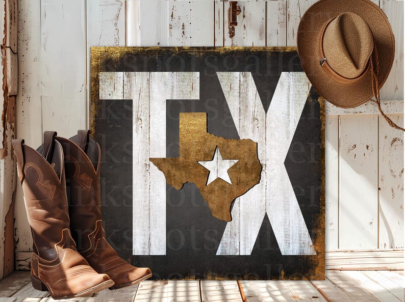Texas Monogram R Ranch Texas Map Wall Art: Realtor Closing Gift for Western Ranch Farmhouse ...