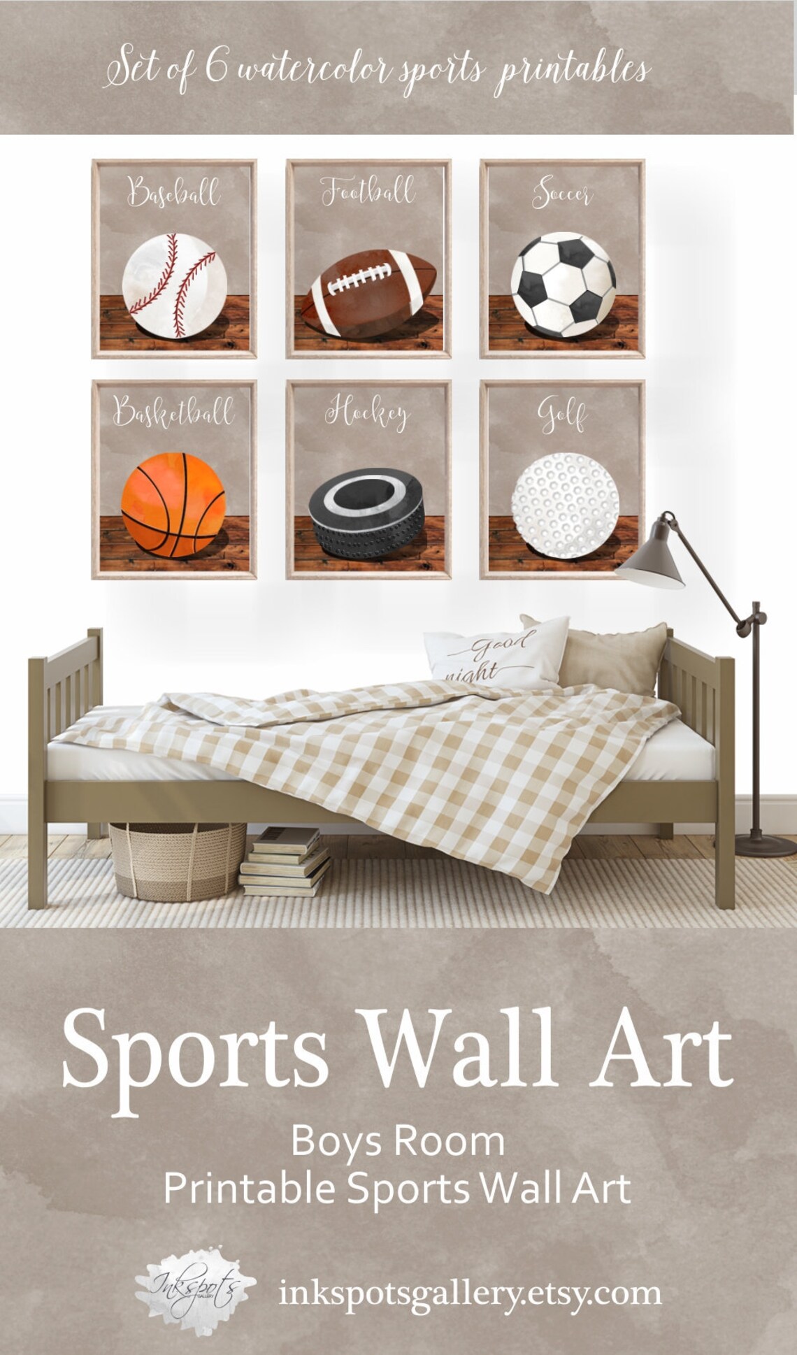 Printable Sports Decor for Boys Room Set of 6 Sports Nursery Etsy