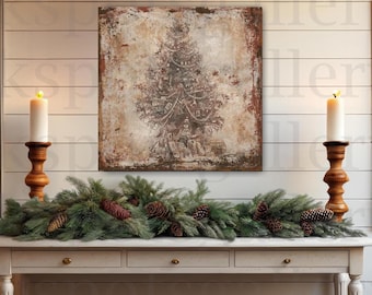 Vintage Christmas Sign Modern Farmhouse Antique Christmas Tree Wall Decor Mantel Decoration Country Rustic Living Room Canvas Art - CH110