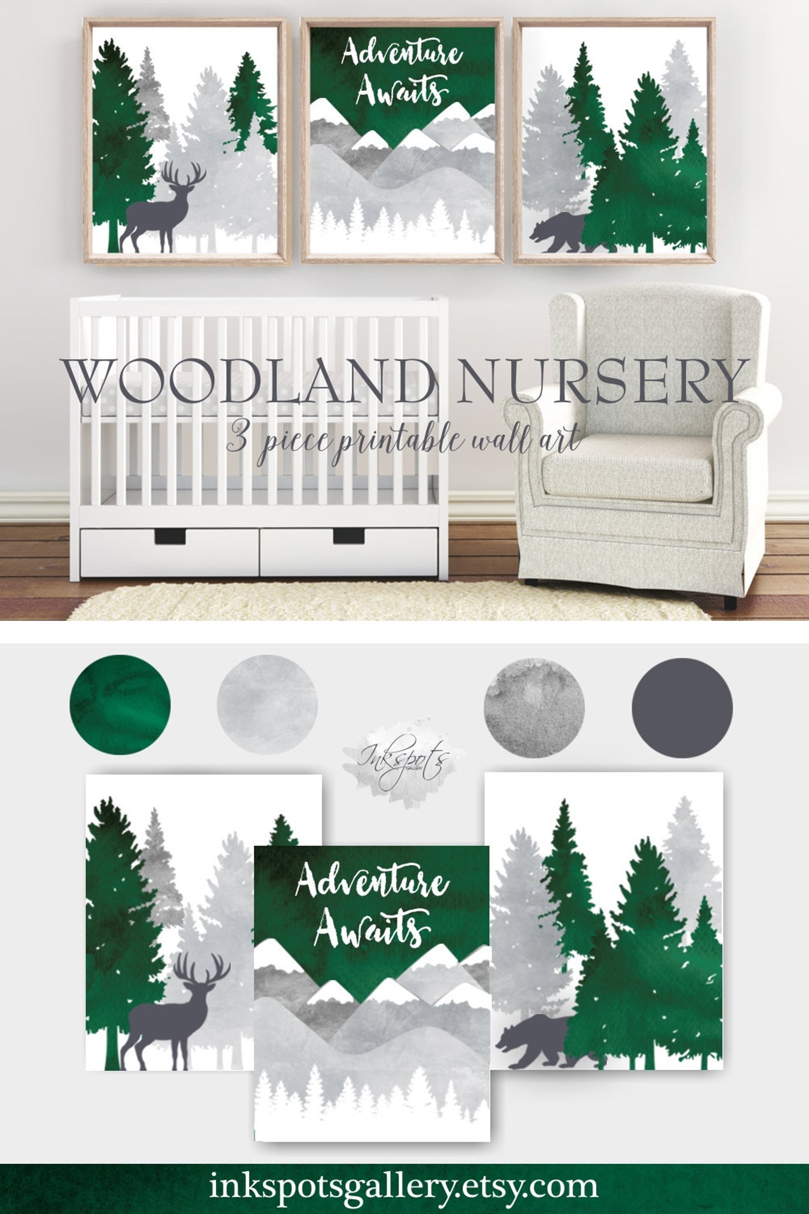WOODLAND Animal Nursery Printable Woodland Nursery Decor - Etsy