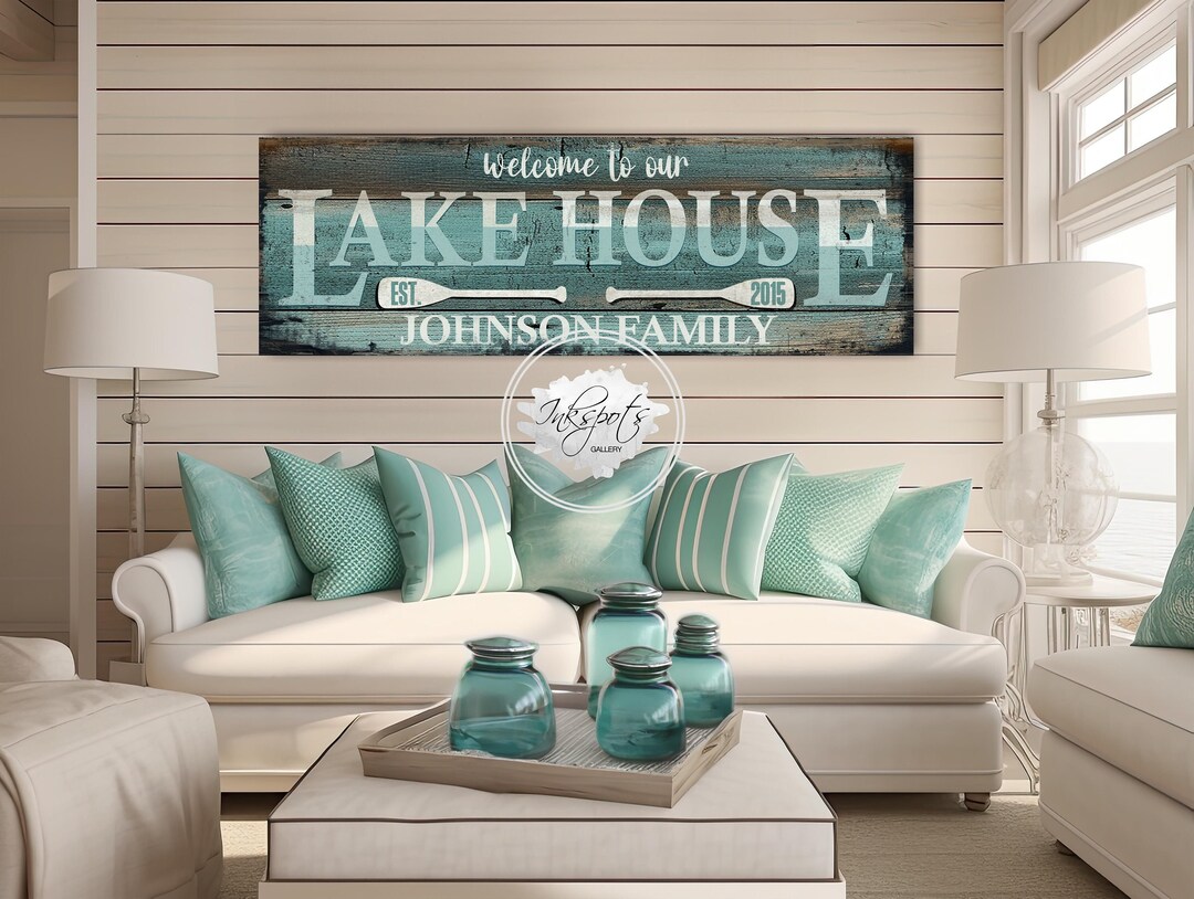Custom Welcome to the Lake Sign, Personalized Lake House Decor, Coastal ...