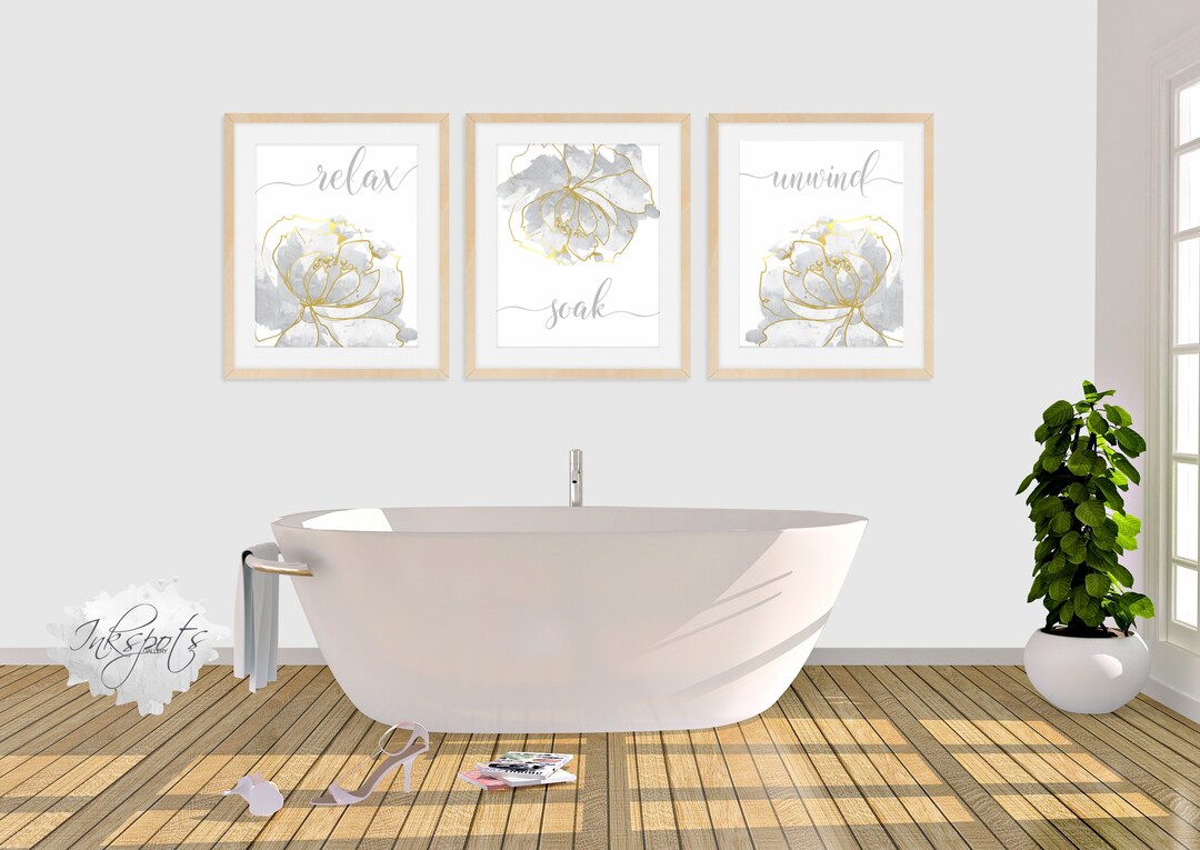 Bathroom Wall Art Pictures Relax Soak Unwind Printable - Etsy