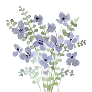 Eukalyptus und Blumen druckbare Aquarell, Kunstdruck, Pastell, abstrakte Aquarell, digitale Aquarell, Schlafzimmer Wandkunst, Instant Download Art