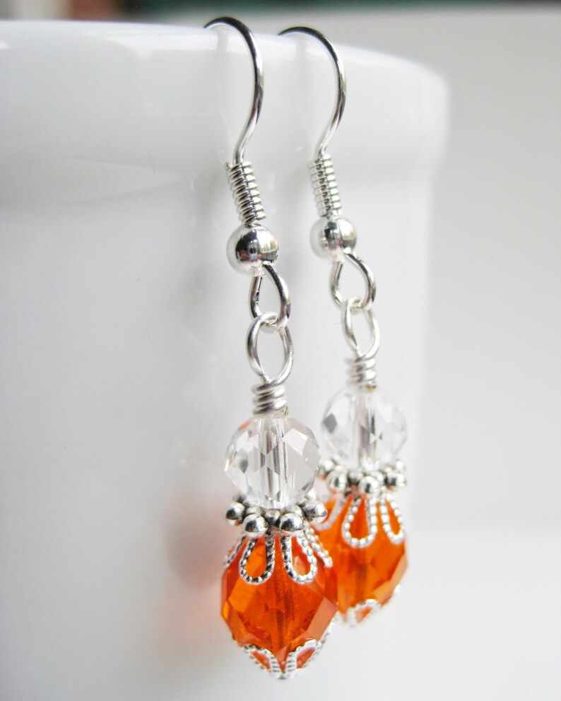 Orange dangle earrings bright tangerine drops glass bead Etsy