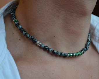 Mens Choker Necklace Malachite Obsidian Necklace Mens Beaded Choker DESIGN YOUR JEWELRY