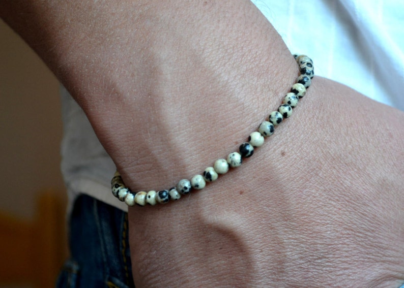 DALMATIAN JASPER 4 mm beaded bracelets Men/'s Bracelets Unique Jewelry Custom Jewelry Beaded Bracelet