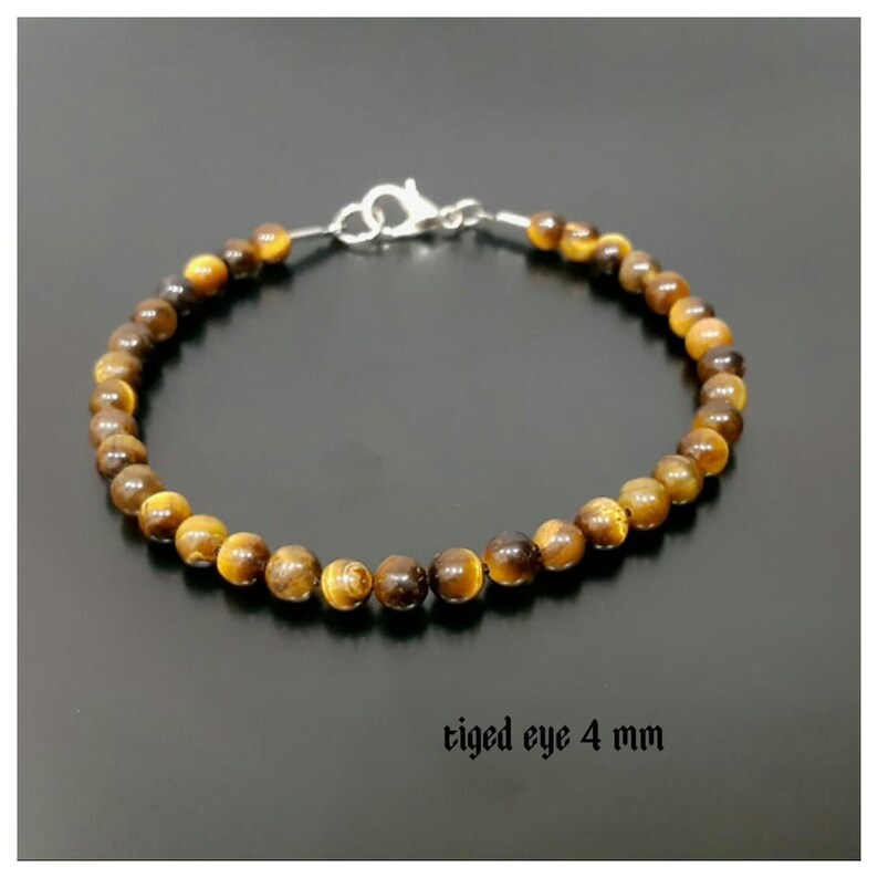 TIGER EYE BRACELET 2 Piece 4 mm Beaded Bracelet Men/'s Beaded Bracelet Adjustable Bracelet Custom Jewelry Unique Jewelry