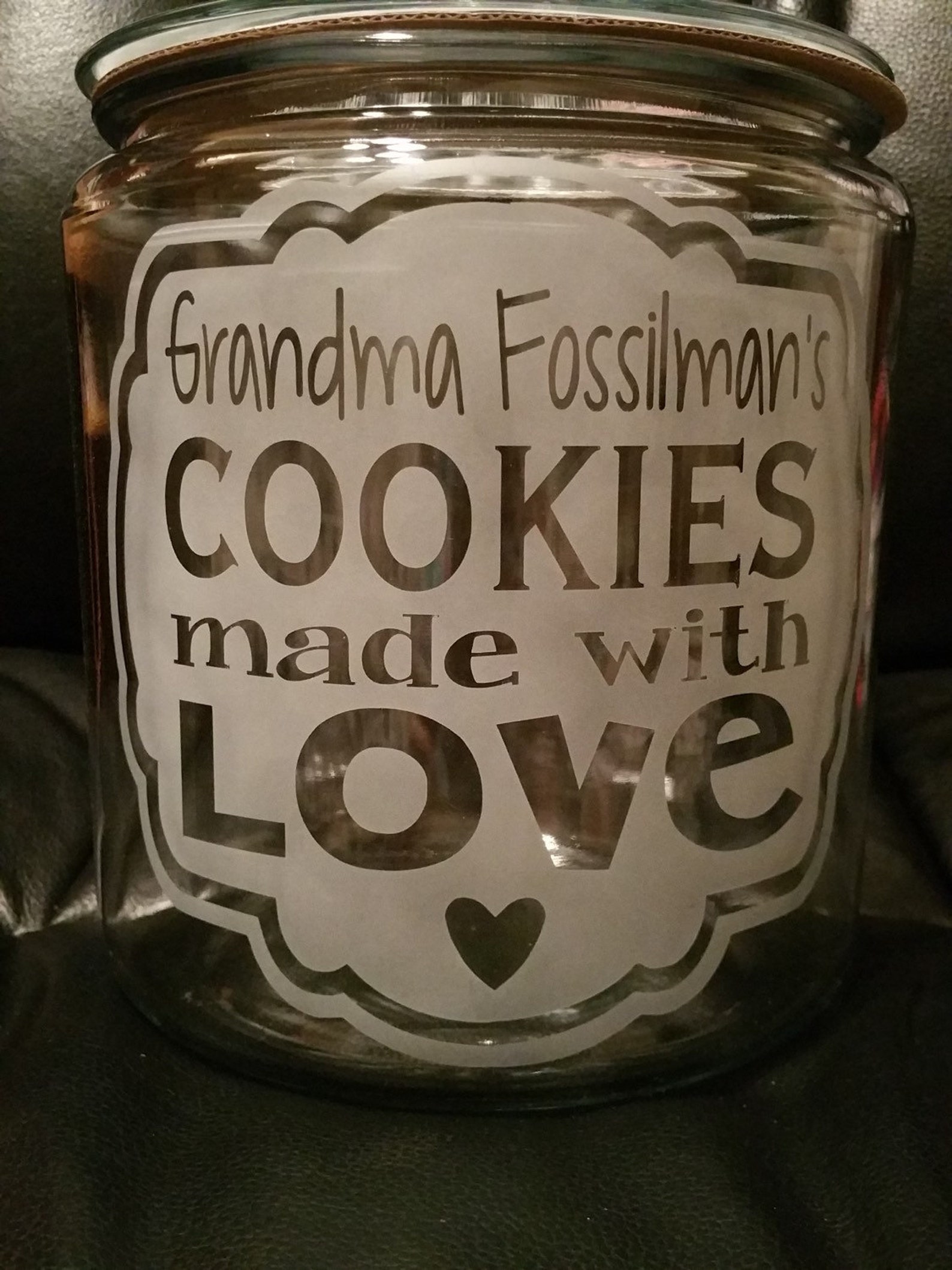Personalized Cookie Jar // Cookie Jars // Etched Glass Gift // Etsy