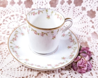 Limoges Demitasse Cup Pink Roses