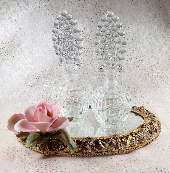 Vintage Pair of  Unique Glass Perfume bottles - image 3