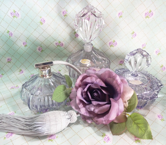Vintage Lavender Perfume And Jars
