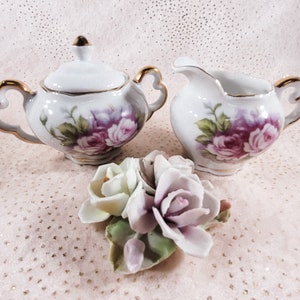 Small Lefton China Hand Painted Cream and Sugar