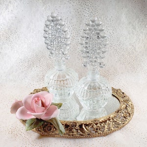 Vintage Pair of  Unique Glass Perfume bottles