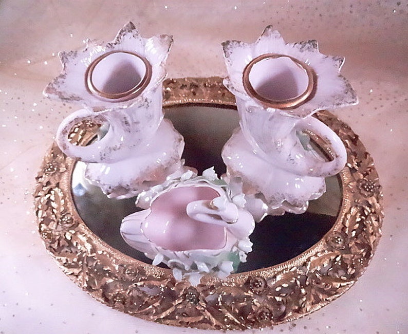 Vintage Candlestiacks and Swan