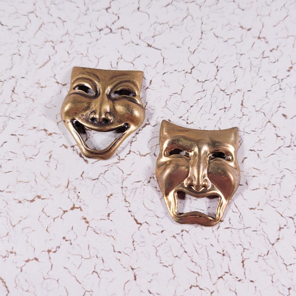 Comedy and Tragedy Vintage Brass Charms