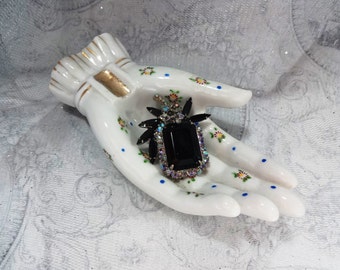 Art Deco Black and Crystal Brooch and Pendant