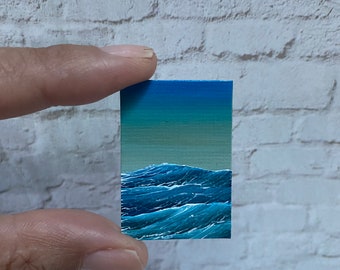 1 x 1.5 INCH Dollhouse Miniature Waves Ocean Seascape Art Picture by HYMES