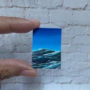 1 x 1.5 INCHES Dollhouse Choppy Waves Painting Ocean picture by HYMES