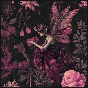 Dark Fairy Silk Scarf, Bandana, Head Scarf, Neckerchief