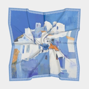 100% Silk Greek Isles Greek Key Scarf