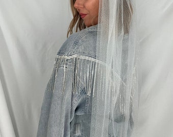 Sparkle Glitter zachte glanzende witte sluier
