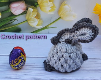 Easter Bunny Chocolate Egg Cover Crochet Pattern,  Crochet Rabbit Ornament Tutorial, Fluffy Bunny DIY Pattern, Boiled Egg Warmer Gift, PDF